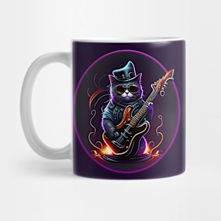 Neon Musician Cat Mug